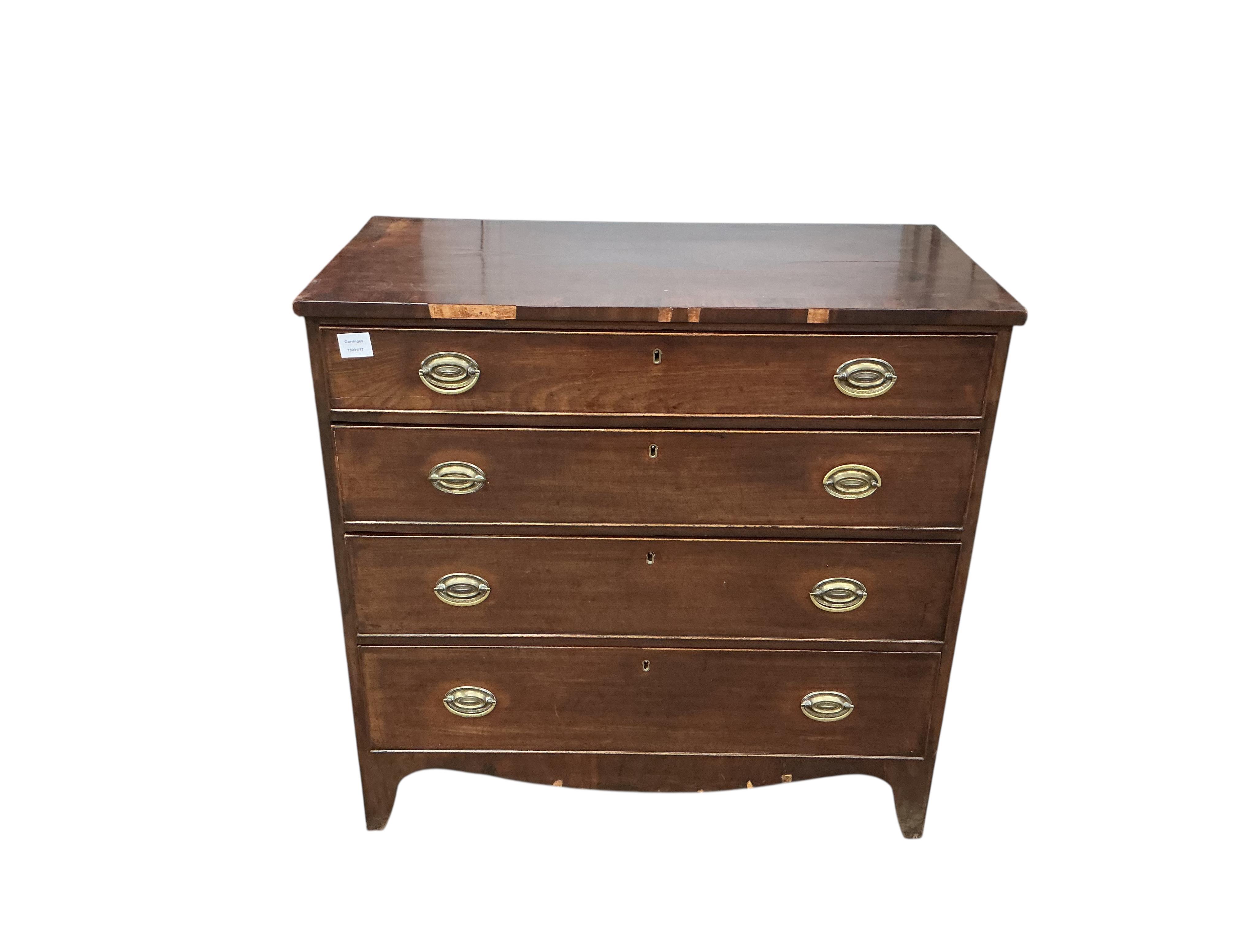 A George III mahogany chest of drawers, width 91cm, depth 46cm, height 89cm